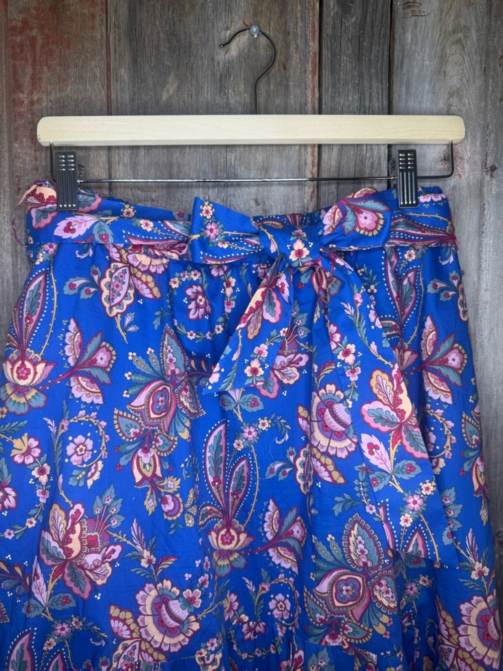 J. Crew Liberty of London Floral Belle Blue Tie-Waist Tiered Midi Skirt size 6 - Picture 4 of 11